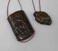 A Japanese hardwood netsuke and inro