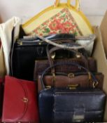 A collection of 1940's and later skin handbags