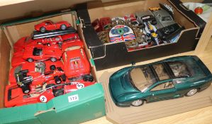 A collection of model sports cars