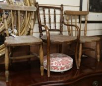 Five late Victorian / Edwardian child's chairs and a foot stool