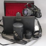 A Pentax ME Super Camera, with zoom lens, one other lens and flash, cased