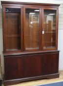 A mahogany triple display cabinet W.145cm
