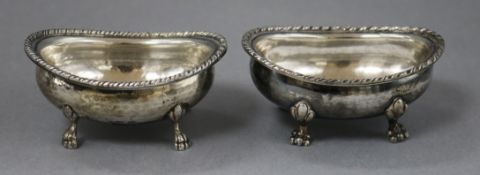A pair of Italian white metal salts, one stamped 800