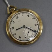 A 1930's 18ct gold dress pocket watch retailed by Mappin.