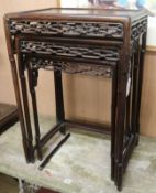 A nest of Chinese hardwood tables W.51cm