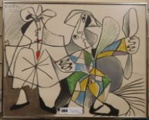 After Pablo Picasso, Two figures, coloured lithograph signed in the print and dated 15.12.69, No.