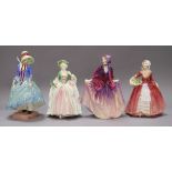 Four Royal Doulton figures: Sweet Anne HN1496, Janet HN1537, Pantalettes HN1362 and Camille HN1648