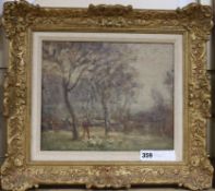 Stuart Somerville, oil on panel, "A Misty Autumn Evening", signed, with 1930 Exhibition label verso,