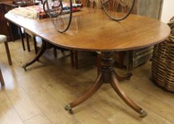A Regency style mahogany 'D' end dining table W.215cm fully extended