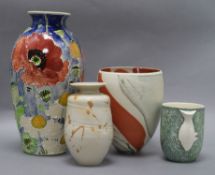 Jonathan Cox (contemporary), a 'Poppy Fields' ceramic vase, signed and three other items,