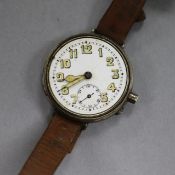 A WWI military silver borgel cased watch with inscription relating to "George Sellings on joining