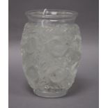 A Lalique 'Bagatelle Sparrow' vase, of ovoid form, having all-round relief-moulded frosted