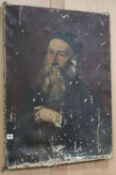 19th century Continental School, oil on canvas, portrait of a bearded man, 78 x 61cm, unframed (a.