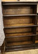 A Globe Wernicke open fronted four section bookcase W.86cm (lacks doors)