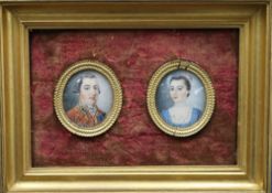 A pair of George III portrait miniatures possibly of Humphrey Jeffreys and his wife Elizabeth