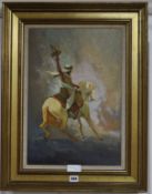 M. Kassab, oil on canvas, Arab falconer, signed, 50 x 34cm