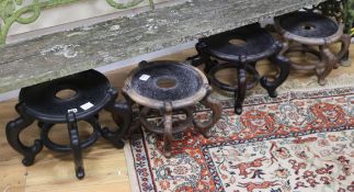 Four Chinese hardwood vase stands