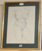 John Skelton (Irish, 1925-2009), pencil drawing, nude study, signed and dated '66, 47 x 34cm