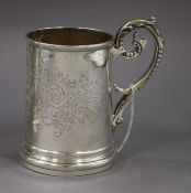 A mid Victorian silver engraved christening mug.