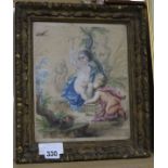 After Boucher, watercolour, study of putti, 25 x 20cm