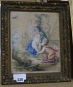 After Boucher, watercolour, study of putti, 25 x 20cm