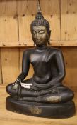A large Thai parcel gilt seated figure of Buddha