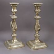 A pair of Gorham sterling silver candlesticks, weighted, 30cm.