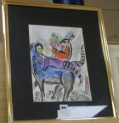 Marc Chagall, coloured lithograph, The Blue Cow', 1967, from the unsigned edition issued by San