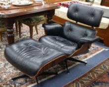 A Charles Eames style chair and footstool