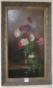 M. Harrison, oil on canvas, Still life of flowers in a vase, signed and dated 1893, 65 x 35cm