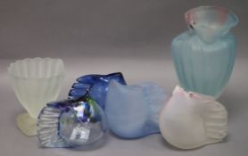 Amanda Brisbane (1964-2016), six items of studio glass, including a pale blue and pink frosted