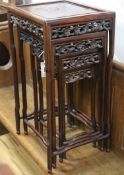 A nest of four Chinese rosewood tables, early 20th century W.42cm