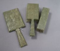 A 1930's Art Deco shagreen three piece dressing table set