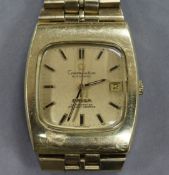 A gentleman's steel and gold plated Omega Constellation automatic wrist watch.