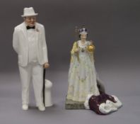 Two Royal Doulton figures: Queen Elizabeth II limited edition 355/1000 HN3436 and Winston