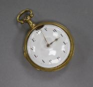 An early 19th century gilt metal pair cased keywind verge pocket watch by Debois & Wheeler, the dial