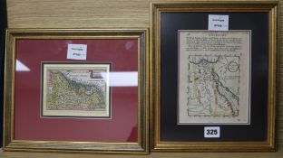 Robert Morden, a coloured engraved map of Egypt and a map of 17 Provinces of Low Germanie by Van den