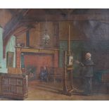 Stuart Lloyd, oil on canvas, Artist in a studio, signed, 48 x 57cm