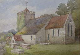 G. de Paris, 3 watercolours, views of Portslade Church, Lewes Priory and East Hoathly Church c.