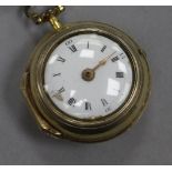 A George III silver gilt pair case keywind verge fob watch by Richard Keally, London.