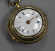 A George III silver gilt pair case keywind verge fob watch by Richard Keally, London.