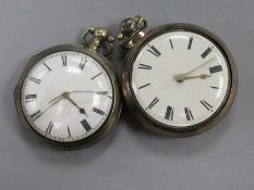 Two 19th century silver pair cased keywind verge pocket watches, including one by George Grove,