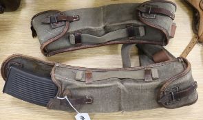 World War II German MG13 ammunition pouches and magazines, stamped with Eagle and Swastika, some