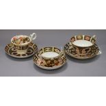 Three Royal Crown Derby Imari duos, various patterns including 2451