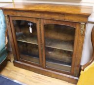 A Victorian inlaid walnut and gilt metal-mounted glazed display cabinet W.110cm