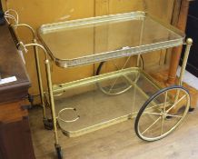 A brass drinks trolley W.85cm