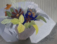 Attributed to John Banting, gouache, still life of flowers, 28 x 38cm, unframed