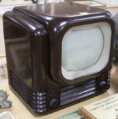 A 1940's brown bakelite Bush television height 38cm