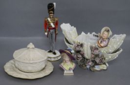 Five pieces of Continental porcelain tallest 23cm