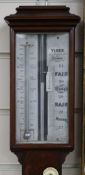 An early Victorian flame mahogany stick barometer, the ivory scale signed Viner, 235 Regency Street,